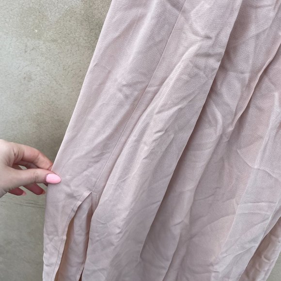 Reformation Andee Maxi Length Dress Champagne Halter Neckline Bow Tie Open Back - Picture 7 of 14